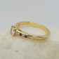 14k Yellow Gold Engagement ring, with 6 Diamonds and 4 Tourmalines